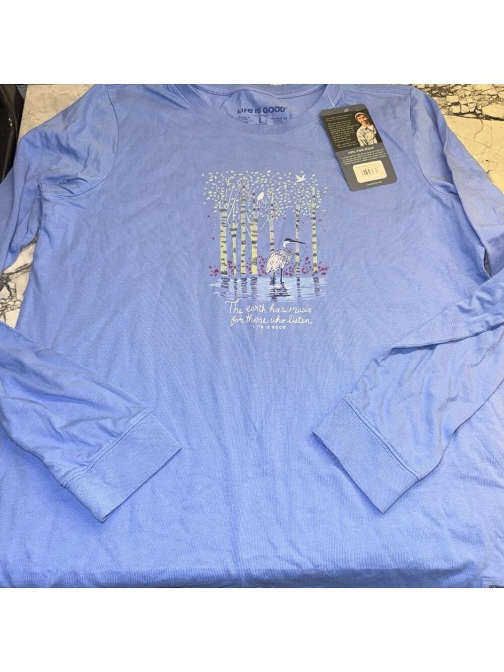 Life Is Good Women’s Large Crusher Tee Long Sleeve Earth Music NEW